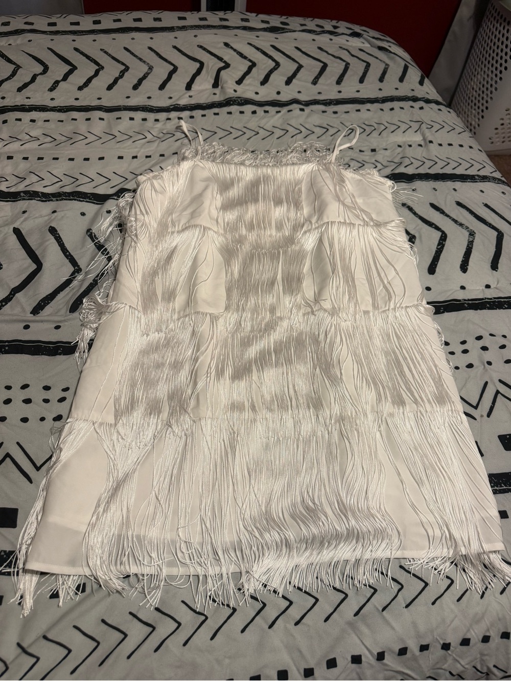 a new day White Fringe Spaghetti Strap Dress